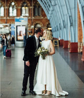 New Arrival Affordable Modest Bateau Neck Two Piece High Low Bridal Separates Wedding Dress 20101606-Dolly Gown